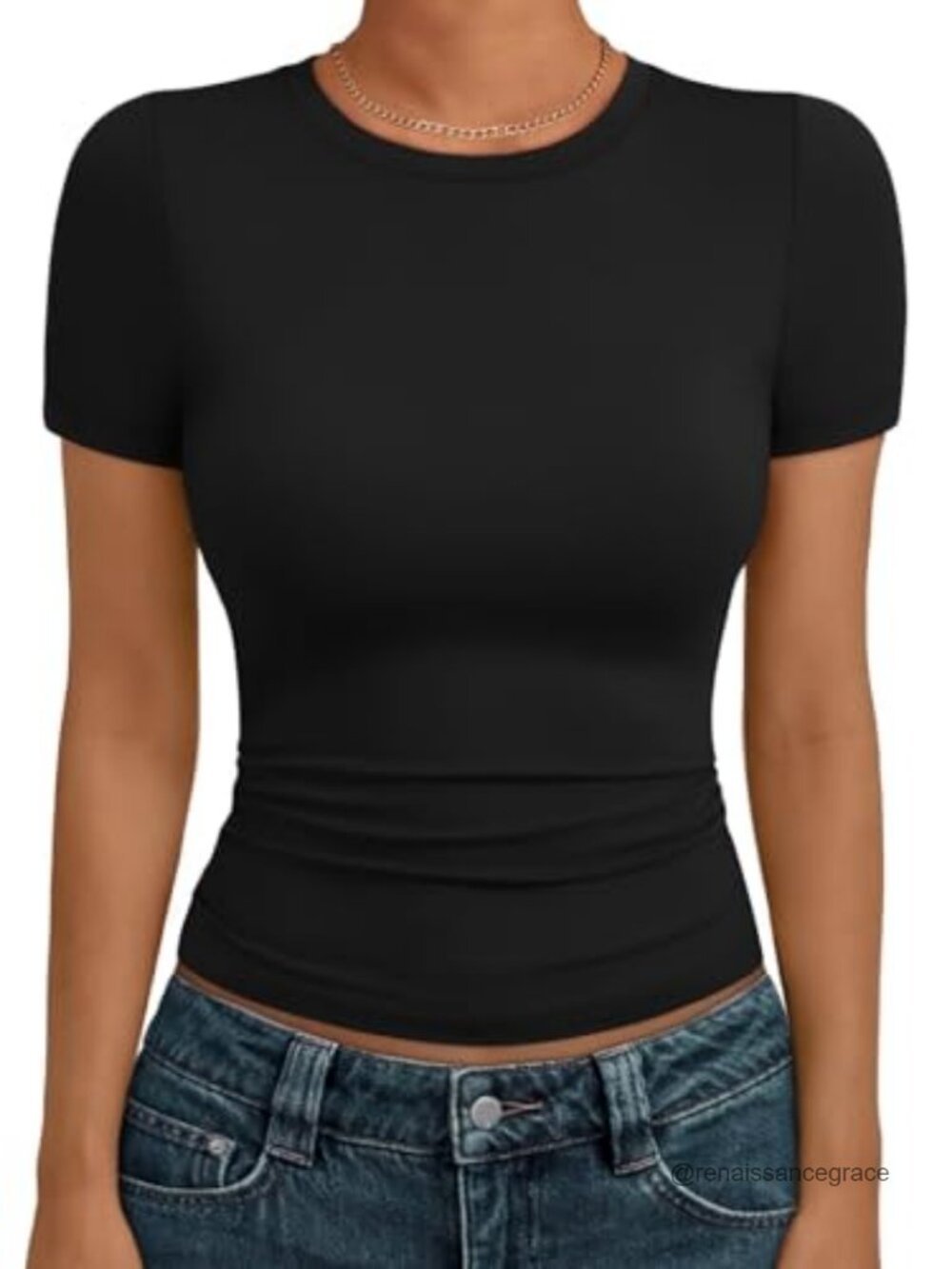 Women's Crewneck Short Sleeve Slim Fit Crop Top Stretchy Going Out Tee